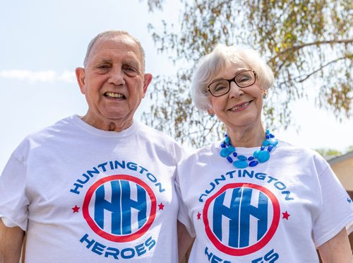 SASHA SEFTER / WINNIPEG FREE PRESS
President of the local chapter of the Huntington's Society Vern Barrett and his wife Ellen who lives with Huntington's stand in the backyard of their home in The Maples neighbourhood.
190523 - Thursday, May 23, 2019.