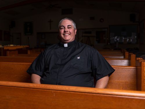 SASHA SEFTER / WINNIPEG FREE PRESS
New Anglican Deacon Theo Robinson inside his Transcona church.
190523 - Thursday, May 23, 2019.