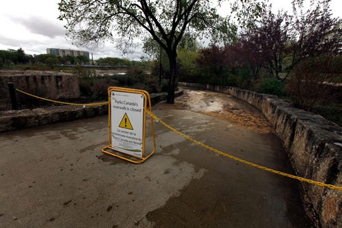 PHIL HOSSACK / WINNIPEG FREE PRESS - The Forks walkway access from the National Historic site Amphitheatre is closed. - May 24, 2019.