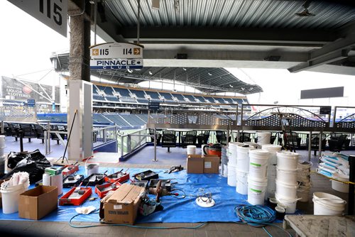 Ruth Bonneville /  WINNIPEG FREE PRESS Photo


Investors Group Stadium has caution flags up throughout the stadium and seats moved out of sections on the east side for concrete repairs.  

May 24, 2019
