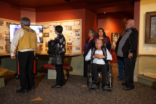 MIKE DEAL / WINNIPEG FREE PRESS
Elder George Fleury, Survivor, during the official opening of the new exhibit at the Manitoba Museum.
The Manitoba Museum opens its exhibition devoted to the tragic story of Ste. Madeleine - a story depicting the displacement of hundreds of Métis people in Manitoba Friday morning. Among the attendees were Elder George Fleury who was four-years-old when his family was forced from their home in Ste. Madeleine, MB.
190524 - Friday, May 24, 2019.