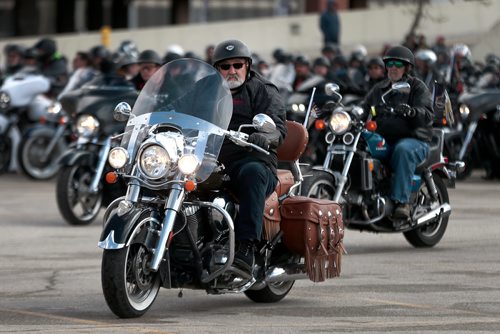 PHIL HOSSACK / WINNIPEG FREE PRESS -Some of the more than 1500 motorcyclists participating in the annual Ride For Dad start their parade down Portage ave from Polo Park Saturday morning. See release.  - May 25, 2019.