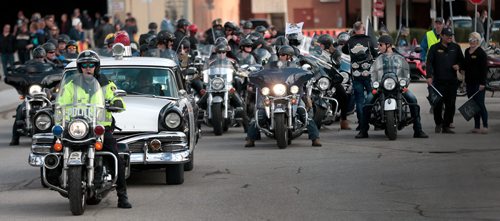 PHIL HOSSACK / WINNIPEG FREE PRESS -Some of the more than 1500 motorcyclists participating in the annual Ride For Dad wait to start their parade down Portage ave from Polo Park Saturday morning. See release.  - May 25, 2019.