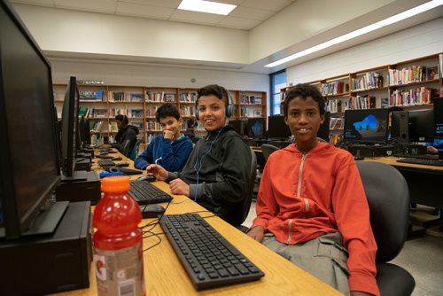 Canstar Community News Ghafoor Frotan, Ahmad Alkhallaf and  Osman Osman are middle school participants in the Peaceful Village program at St. James Collegiate and George Waters Middle School. (EVA WASNEY/CANSTAR COMMUNITY NEWS/METRO)
