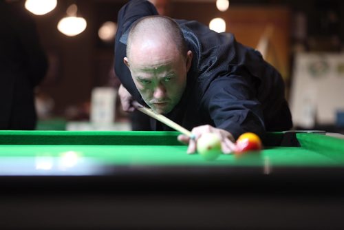 RUTH BONNEVILLE /  WINNIPEG FREE PRESS 

SPORTS - ENGLISH BILLIARDS, 

Photos of world class players taking part in the English Billiards tournament at the  Army Navy Air Force Veterans legion at 3584 Portage Ave. Monday.  

Photo of Mike Russell who is 19 times world champion in English Snooker, at tournament.



World Professional Billiards and Snooker Association (WPBSA).

WHAT IS English billiards,: called simply billiards[2] in the United Kingdom, is a cue sport that combines the aspects of carom billiards and pocket billiards. Two cue balls, (one white, one yellow) and a red object ball are used. Each player or team uses a different cue ball. It is played on a billiards table with the same dimensions as a snooker table and points are scored for cannons and pocketing the balls. English billiards has also been referred to as "the English game", "the all-in game" and (formerly) "the common game".





May 27, 2019
