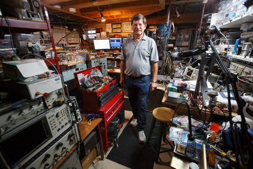 MIKE DEAL / WINNIPEG FREE PRESS
Barry Malowanchuk in his "ham shack" has been a ham radio operator for close to 60 years.
190527 - Monday, May 27, 2019.