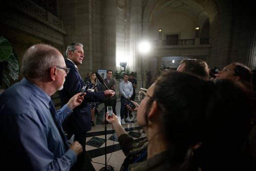 JOHN WOODS / WINNIPEG FREE PRESS
Premier Brian Pallister talks to media about the Planning, Zoning and Permitting in Manitoba report which was release today at the legislature in Winnipeg Tuesday, May 28, 2019.

Reporter: ?