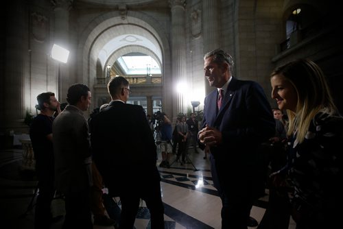 JOHN WOODS / WINNIPEG FREE PRESS
Premier Brian Pallister leaves after talking to media about the Planning, Zoning and Permitting in Manitoba report which was release today at the legislature in Winnipeg Tuesday, May 28, 2019.

Reporter: ?