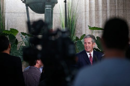 JOHN WOODS / WINNIPEG FREE PRESS
Premier Brian Pallister talks to media about the Planning, Zoning and Permitting in Manitoba report which was release today at the legislature in Winnipeg Tuesday, May 28, 2019.

Reporter: ?