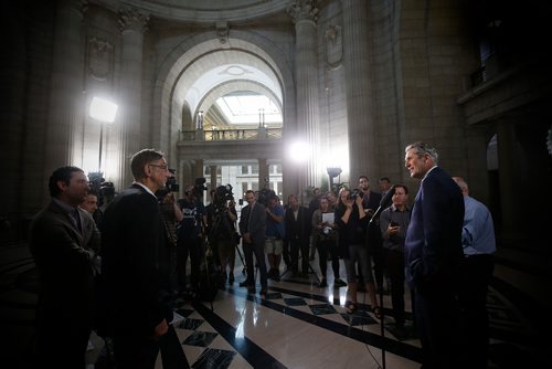 JOHN WOODS / WINNIPEG FREE PRESS
Premier Brian Pallister talks to media about the Planning, Zoning and Permitting in Manitoba report which was release today at the legislature in Winnipeg Tuesday, May 28, 2019.
Reporter: ?