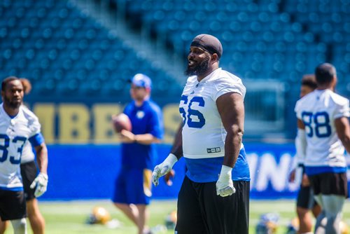 MIKAELA MACKENZIE / WINNIPEG FREE PRESS
Offensive lineman Stanley Bryant warms up at Bombers practice at Investors Group Field in Winnipeg on Wednesday, May 29, 2019.  For Mike Sawatzky story.
Winnipeg Free Press 2019.