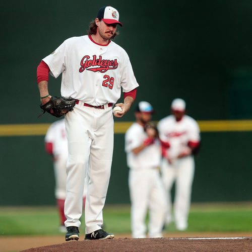 PHIL HOSSACK / WINNIPEG FREE PRESS -  Newly minted Goldeye Pitcher Ryan Johnson takes the mound Wednesday, See Taylor Allen's story. - May 29, 2019.
