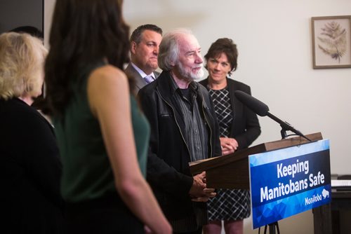 MIKAELA MACKENZIE / WINNIPEG FREE PRESS
Cliff Derksen, father of Candace Derksen, speaks at a victim support services funding announcement at Candace House in Winnipeg on Thursday, May 30, 2019.  For Katie May story.
Winnipeg Free Press 2019.