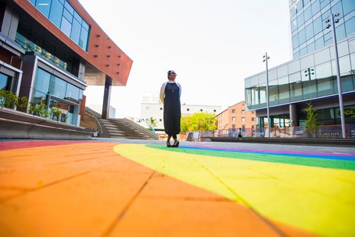 MIKAELA MACKENZIE / WINNIPEG FREE PRESS
Karen Sharma, an organizer with Queer People of Colour, poses for a portrait at True North Square in Winnipeg on Thursday, May 30, 2019.  For Jen Zoratti story.
Winnipeg Free Press 2019.