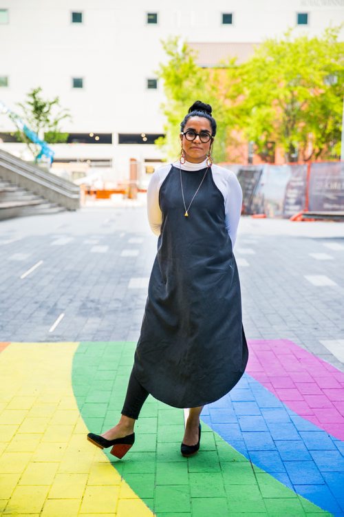 MIKAELA MACKENZIE / WINNIPEG FREE PRESS
Karen Sharma, an organizer with Queer People of Colour, poses for a portrait at True North Square in Winnipeg on Thursday, May 30, 2019.  For Jen Zoratti story.
Winnipeg Free Press 2019.