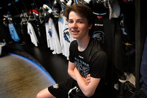 PHIL HOSSACK / WINNIPEG FREE PRESS - Winnipeg Ice signed No. 2 overall draft pick Conor Geekie seen here in the Ice dressing room at the Rink Friday. Mike Sawatzky's story.  - May 31, 2019.