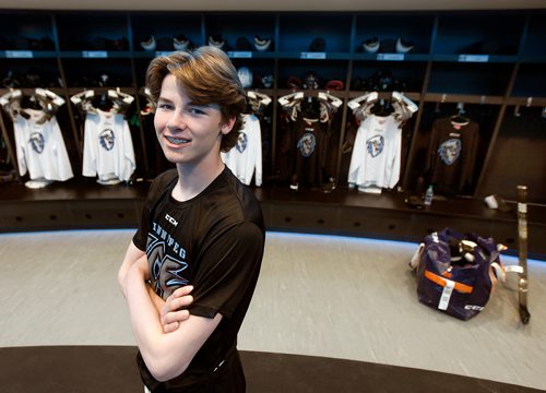 PHIL HOSSACK / WINNIPEG FREE PRESS - Winnipeg Ice signed No. 2 overall draft pick Conor Geekie seen here in the Ice dressing room at the Rink Friday. Mike Sawatzky's story.  - May 31, 2019.