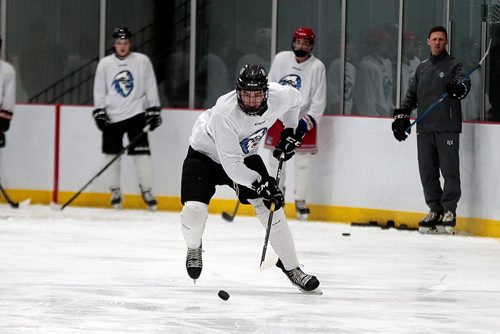 PHIL HOSSACK / WINNIPEG FREE PRESS - Ice defence man 6'5" Anson McMaster works out Saturday morning at RINK with the WHL team during their open house.  - June 1, 2019.