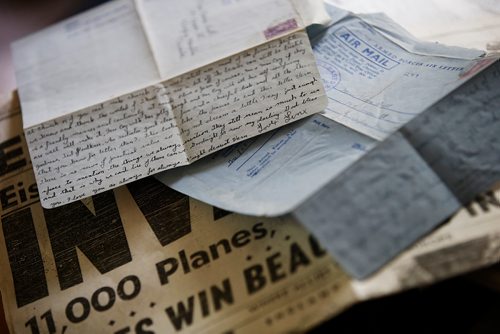 JOHN WOODS / WINNIPEG FREE PRESS
Some of the 1100 letters that Len Van Roon, D-Day veteran, wrote during his 4 year service to his girlfriend and future wife Verna.  Letters are photographed in his Charleswood home Wednesday, May 29, 2019

Reporter: Kevin Rollason