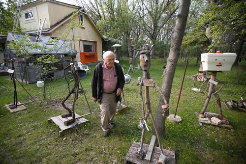 JOHN WOODS / WINNIPEG FREE PRESS
Len Van Roon, D-Day veteran, is photographed as he tends to his Guffalwarfs, stick sculptures, at his Charleswood home Wednesday, May 29, 2019. 

Reporter: Kevin Rollason