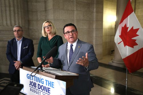 RUTH BONNEVILLE /  WINNIPEG FREE PRESS 

NFRASTRUCTURE PROGRAM: Provincial newser at the south grounds of the legislature with Municipal Relations Minister Jeff Wharton and Sustainable Development Minister Rochelle Squires.

Photo of Minister Jeff Wharton making announcement in the Rotunda at the Leg Monday.  

See Ryan Thorpe story 


June 3rd, 2019
