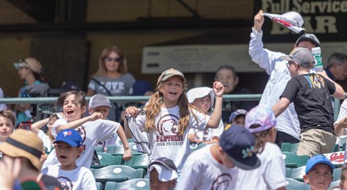 SASHA SEFTER / WINNIPEG FREE PRESS
Goldeyes fans celebrates during game against Sioux City Explorers at Shaw Park.
190604 - Tuesday, June 04, 2019.
