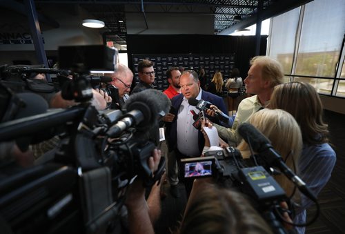RUTH BONNEVILLE /  WINNIPEG FREE PRESS 

Wade Miller, Wpg Blue Bombers CEO in media scrum after he announces to the media at press conference that the Oakland Raiders, in association with On Ice Entertainment Ltd., will host the Green Bay Packers at Investors Group Stadium  in Winnipeg,for a preseason Week 3 game on Thursday, Aug. 22, 2019, at IG Field Wednesday.  

This  will mark the first-ever game north of the border for the Silver and Black.




June 5th, 2019
