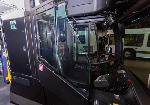 SASHA SEFTER / WINNIPEG FREE PRESS
Newly-installed bus operator safety shields at the Winnipeg Transit Brandon Garage.
190606 - Thursday, June 06, 2019.