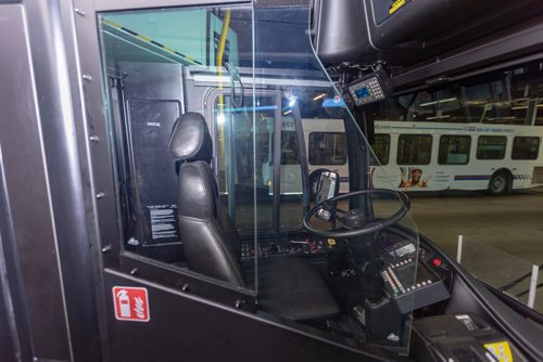 SASHA SEFTER / WINNIPEG FREE PRESS
Newly-installed bus operator safety shields at the Winnipeg Transit Brandon Garage.
190606 - Thursday, June 06, 2019.