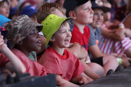 RUTH BONNEVILLE /  WINNIPEG FREE PRESS 

Standup - Kidsfest 

Kids from Le P'tit Bonheur Inc. are all smiles  as they giggle while watching the comedy show for kids on the festival park stage during the 37th annual Kidsfest at the Forks Thursday.  Event runs from June 6 to 9th. 

Standup photo 

June 6th, 2019
