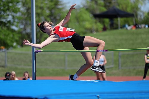 SASHA SEFTER / WINNIPEG FREE PRESS
A young athlete completes at the high jump during the MHSAA Provincial Track and Field meet held on the University of Manitoba campus.
190606 - Thursday, June 06, 2019.