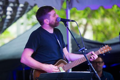 MIKAELA MACKENZIE / WINNIPEG FREE PRESS
John K. Samson plays at the Rise Up 100: Songs for the Next Century Concert at Old Market Square in Winnipeg on Saturday, June 8, 2019. For Nadya story.  
Winnipeg Free Press 2019.