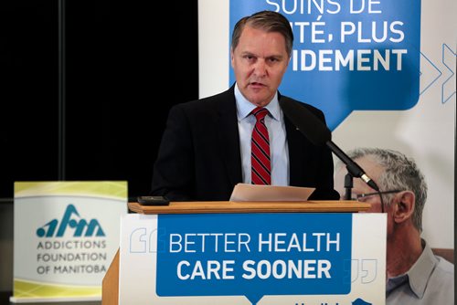 PHIL HOSSACK / WINNIPEG FREE PRESS - Manitoba Conservative Cameron Friesen Minister of Health, Seniors and Active Living making an announcement Monday Morning at AFM. See story. 
 - June 10, 2019.