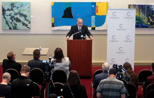 PHIL HOSSACK / WINNIPEG FREE PRESS - Robert Olson CEO, Mb Centennial Centre Corp. opens a press conference where Crown Services Minister Colleen Mayer announced funding for the centre. See story. - June 10, 2019.