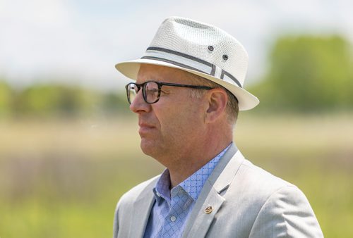 SASHA SEFTER / WINNIPEG FREE PRESS
City Councel member Scott Gillingham at The Living Prairie Museum pilot program launch aimed at testing the feasibility of using grazing sheep as a means of vegetation management.
190610 - Monday, June 10, 2019.