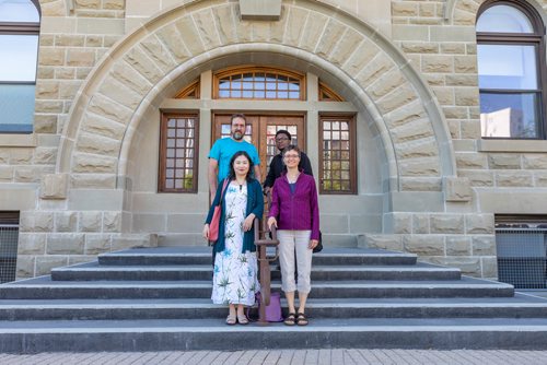 SASHA SEFTER / WINNIPEG FREE PRESS
(Back row from left) Michael Thibert, Jean Widny Pervil, (front row from left) Ji-Yung Jennifer Choi and Lilli Williams are four of the six members of the last class of theology students to graduate from the University of Winnipeg.
190610 - Monday, June 10, 2019.