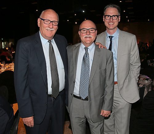 JASON HALSTEAD / WINNIPEG FREE PRESS

L-R: Lloyd Schreyer, Jeff Traeger (president, UFCW Local 832), and Blake Crothers (UFCW Local 832) at the Winnipeg General Strike Centennial Gala Dinner presented by Manitoba's unions on May 15, 2019 at the RBC Convention Centre Winnipeg. (See Social Page)