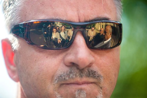 MIKAELA MACKENZIE / WINNIPEG FREE PRESS
 John Callahan, ATU International vice president speaks to the media outside of City Hall in Winnipeg on Tuesday, June 11, 2019. For Aldo story.  
Winnipeg Free Press 2019.