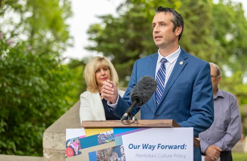 SASHA SEFTER / WINNIPEG FREE PRESS
Andrew Smith MLA for Southdale, announce a $15-million Heritage Resources Fund at a press conference at the Kildonan Presbyterian Church at 201 John Black Avenue.
190611 - Tuesday, June 11, 2019.