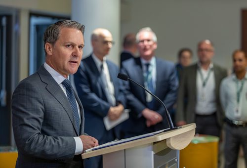 SASHA SEFTER / WINNIPEG FREE PRESS
Health, Seniors and Active Living Minister Cameron Friesen speaks to the media during a press conference to announce a new dedicated stroke unit that will be opened at the Winnipeg Health Sciences Centre.
190611 - Tuesday, June 11, 2019.