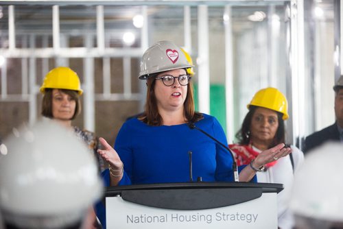 MIKAELA MACKENZIE / WINNIPEG FREE PRESS
Heather Stefanson, families minister, announces a new bilateral national housing strategy at a press conference in Winnipeg on Tuesday, June 11, 2019. For Jessica Botelho-Urbanski story.  
Winnipeg Free Press 2019.