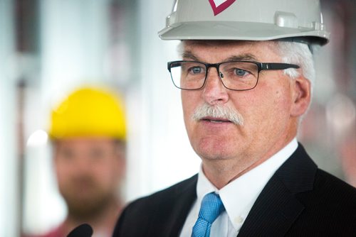 MIKAELA MACKENZIE / WINNIPEG FREE PRESS
Jim Bell, CEO of Siloam Mission, speaks after a new bilateral national housing strategy was announced at a press conference in Winnipeg on Tuesday, June 11, 2019. For Jessica Botelho-Urbanski story.  
Winnipeg Free Press 2019.