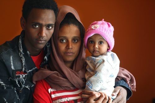 RUTH BONNEVILLE /  WINNIPEG FREE PRESS 

LOCAL - LOCAL - Eritreans

Portrait of young Eritrean family who were abducted and held in very confined corridors with other Eritreans and about to be sold human trafficking trade before being rescued.
   
Photo of Luam Yebiyom (Mother),  Abdurahman Saleh (Husband) and their young child,  Etram Abdurahman (daughter 9m). 

Story: Eritreans were stuck in nightmarish Libya and rescued thanks to Wpg human rights group with the chairman of the Eritrean-Canadian Human Rights Group in Manitoba, 

Carol Sanders  | Reporter

June 13th, 2019
