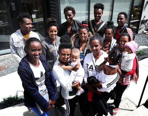 RUTH BONNEVILLE /  WINNIPEG FREE PRESS 

LOCAL - LOCAL - Eritreans

Photo of group of Eritreans outside the Welcome Centre who are happy to be in Canada after nightmarish situation in Libya.

Story: Eritreans were stuck in nightmarish Libya and rescued thanks to Wpg human rights group with the chairman of the Eritrean-Canadian Human Rights Group in Manitoba, 

Carol Sanders  | Reporter

June 13th, 2019
