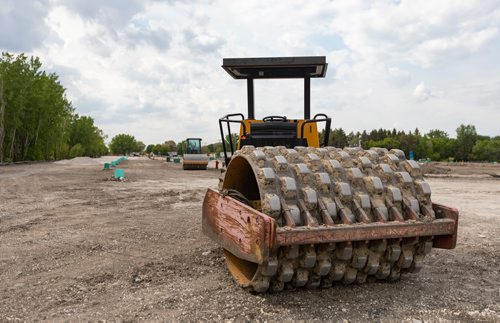 SASHA SEFTER / WINNIPEG FREE PRESS
Heavy machinery sits on a levelled out plot of land in a massively expansion of a trailer park near Rivergrove Park.
190613 - Thursday, June 13, 2019.