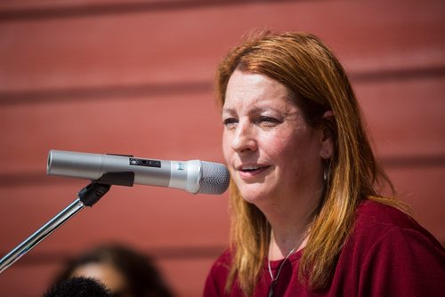 MIKAELA MACKENZIE / WINNIPEG FREE PRESS
Councillor Cindy Gilroy speaks at the grand opening of the Old Grace Housing Co-operative in Wolseley in Winnipeg on Friday, June 14, 2019. For Solomon Israel story.
Winnipeg Free Press 2019.