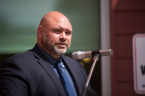 MIKAELA MACKENZIE / WINNIPEG FREE PRESS
Bill Dinsdale, community account manager at Assiniboine Credit Union, speaks at the grand opening of the Old Grace Housing Co-operative in Wolseley in Winnipeg on Friday, June 14, 2019. For Solomon Israel story.
Winnipeg Free Press 2019.