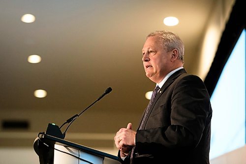 Mike Sudoma / Winnipeg Free Press
NFI President, Paul Soubry, talks about change in the city of Winnipeg before announcing Stu Clarks recent Ten Million dollar donation to the University of Winnipeg at the Delta Hotel Friday afternoon
June 14, 2019