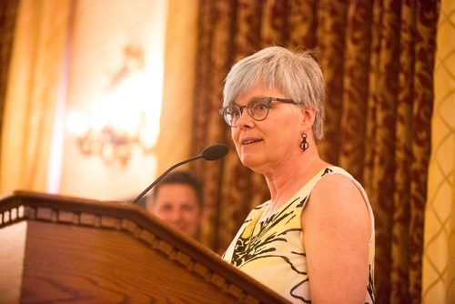 MIKAELA MACKENZIE / WINNIPEG FREE PRESS
Charlene Diehl speaks after receiving the Making a Difference award at the Fort Garry Hotel in Winnipeg on Friday, June 14, 2019. For Jen Zoratti story.
Winnipeg Free Press 2019.