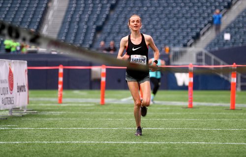 TREVOR HAGAN / WINNIPEG FREE PRESS
Selene Sharpe, winner of the womens full Manitoba Marathon, Sunday, June 16, 2019.